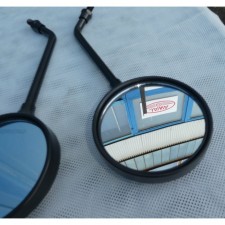 ZRCÁTKA PÁR - ČERNÁ - M8X1,25  - KULATÁ - SE STAVITELNÝM SKLEM, HOMOLOGACE E